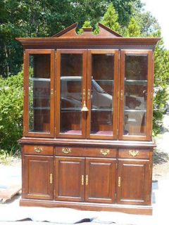 TRADITIONAL CHIPPENDALE SOLID DARK CHERRY 4 DOOR CHINA CABINET 