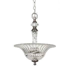 allen + roth 3 Light Pewter Island Light with Crystal Glass Shade
