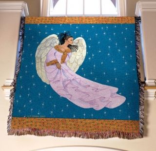 African American Angel Tapestry Afghan Throw ~ Artist, Sylvia Walker