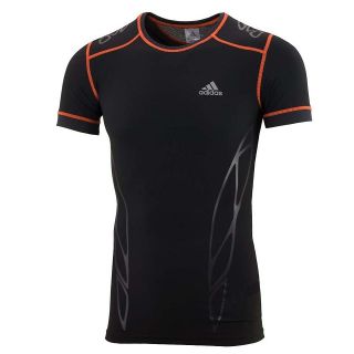 Adidas ClimaLite Mens Black TechFit Short Sleeve Fitted T Shirt 