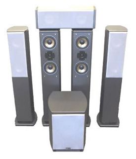   Passive Home Theater Surround Sound Speaker System, Metallic Silver