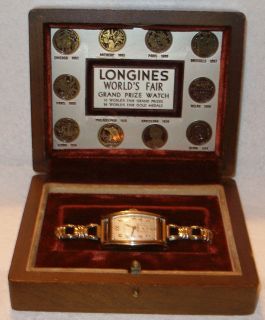 Vintage 1938 Longines 9L Mens Watch 17J 14K GF Case Original Wood Box