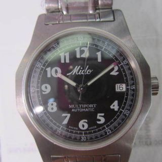 MIDO MULTIFORT MENS WATCH AUTOMATIC 25JEWEL SAPPHIRE ALL STAINLESS S 