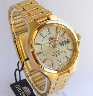 Orient Gold Dial Day/Date Mens Automatic Gold Watch