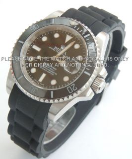   grade silicon rubber watch strap fits Rolex Submariner or Sea Dweller