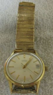 COLLECTIBLE ROAMER ROTODATE 23 SWISS GOLD TONE MENS WRISTWATCH WORKS