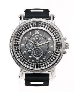 TECHNO KING MENS ICED OUT JET CRYSTAL HIP HOP WATCH 55MM