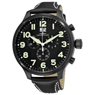Zeno Mens Super Oversized Black Strap Quartz Chronograph Watch