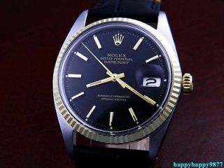 MENS ROLEX DATEJUST SOLID 18K GOLD & ST.STEEL AUTOMATIC BLACK DIAL 