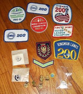   BOWLING PATCHES ABC WIBC KWBA 70s 80s 500 CLUB CHAMPION +pins orig
