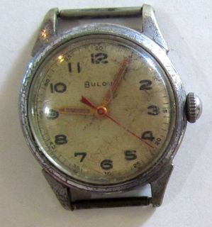 1950 Mens Bulova 10BCC 15J Military Style Watch 