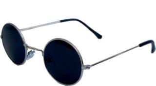   Lennon Sunglasses Round Hippie Shades Retro Black Lenses Silver Frame