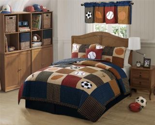 CLASSIC SPORTS BOYS BASEBALL STATE TWIN FULL QUEEN QUILT BEDDING SET