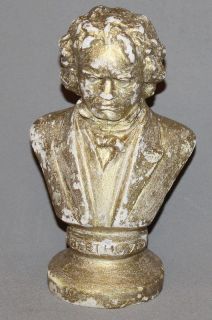 ANTIQUE EUROPEAN HAND MADE PLASTER MALE BUST SCULPTURE BEETHOVEN
