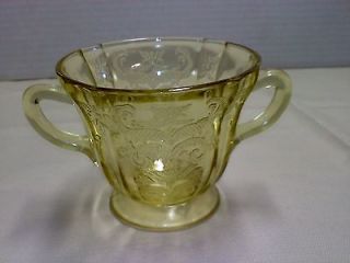 Depression glass sugar bowl, no lid, clear light yellow, vintage, used