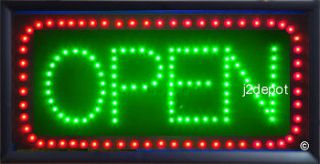   Animated Led Neon green light OPEN Sign on/off Switch/Chain 19x10