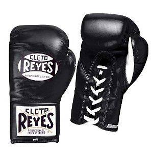 Cleto Reyes Safetec Official Boxing Fight Gloves   Lace Up   Black