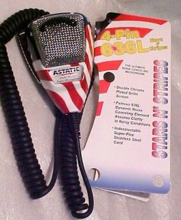   Astatic 636L Stars and N Stripes 4 Pin Cobra Cb Radio mic Rubber Cord