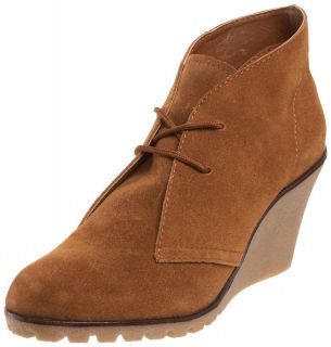   Dagger Fanetta Wedge Ankle Boots Cognac Brown Suede NIB MSRP $100