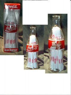 Coca Cola Bottle Glass Straw Dispenser NIB