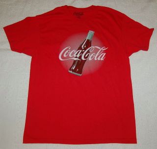 COCA COLA Mens T Tee Shirt Size S M L Bottle of Coke Bright RED