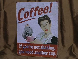 VINTAGE ANTIQUE STYLE COFFEE SHOP METAL TIN SIGN Restaurant ANOTHER 