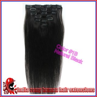   in india remy human hair extensions 15 70g color #1B natural black