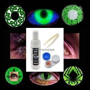 solution + tweezer + colored case for contact lens fashion party 