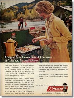 1970 Breakfast Cooking   Coleman Camp Stove Photo Ad