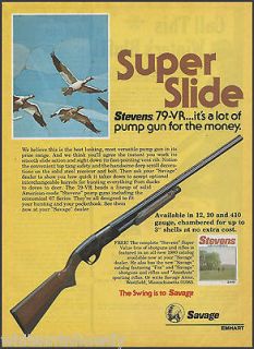 1980 SAVAGE STEVENS 79 VR Pump SHOTGUN AD~Firearms Advertising
