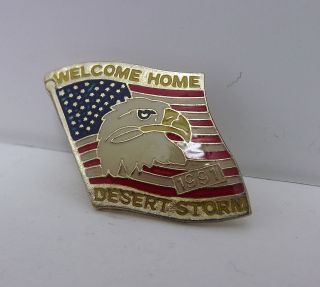   Desert Storm Eagle American Flag Military Enamel Hat Pin Lapel Pin