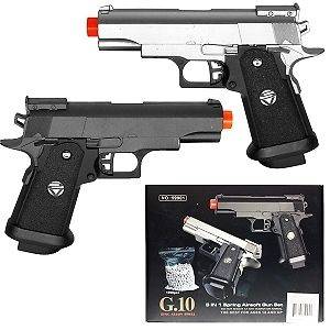 Full Metal Airsoft Gun / Pistol Combo Pack   Black and Silver with 