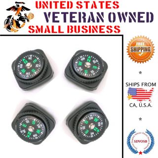 4pc Liquid Filled Button Compass Set for Watchband or Paracord 