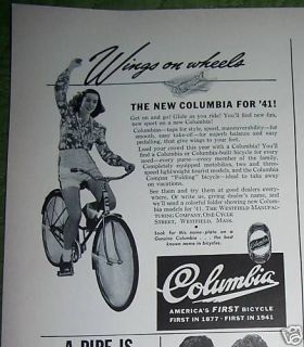 1941 Columbia Bicycle Wings on Wheels Ad
