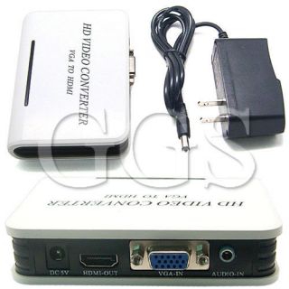 PC VGA & 3.5mm Audio to HDMI HDTV HD Video Converter BOX Adapter fr 