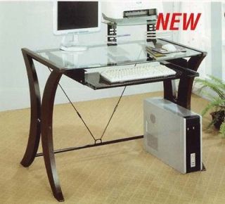 Home Office Wood Glass PC Computer Desk CPU Stand New