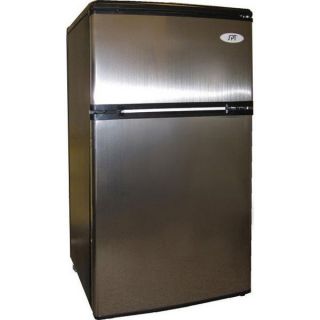 Stainless Steel Compact Refrigerator & Top Freezer, Mini Dorm Fridge w 