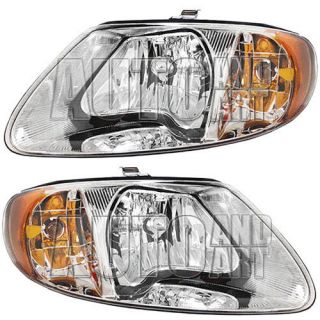 New Pair Set Headlight Headlamp Lens Housing SAE DOT Chrysler Dodge 