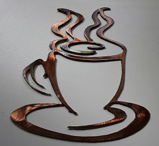 COFFEE CUP small version COPPER & BRONZE PLATED METAL WALL ART DECOR