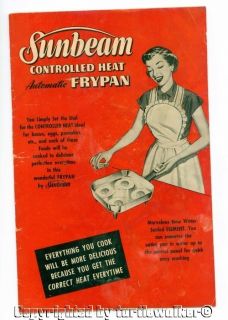 Vintage Sunbeam Electric Frypan 1953 Recipe Manual