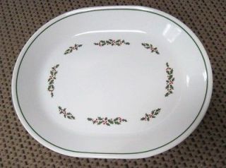 Corning Corelle Winter Holly Green Band 12.25 Oval Platter #1
