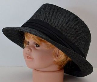 Brand New Baby Childrens Fedora Brim Hat Cap Black Straw Toddler Dress 