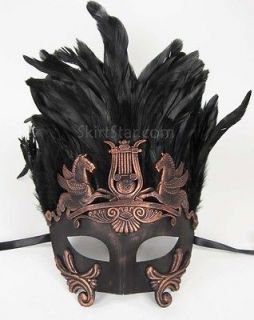   GREEK VENETIAN half face MASK masquerade BLACK mens bronze costume