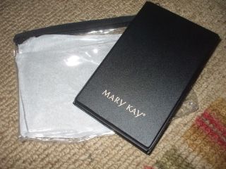 MARY KAY MIRROR IN LEATHERETTE CASE W COSMETIC SEE THROUGH ZIP BAG NEW