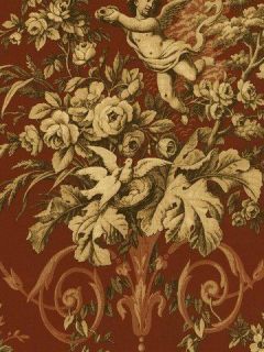 12/31cm Wallpaper SAMPLE Victorian Cherub and Floral on Red
