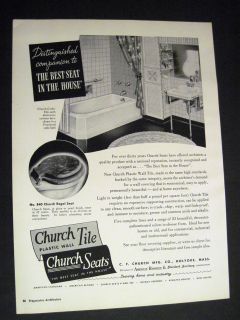   image of Regal Toilet Seat & bathroom w/ Church Tile 1953 Print Ad