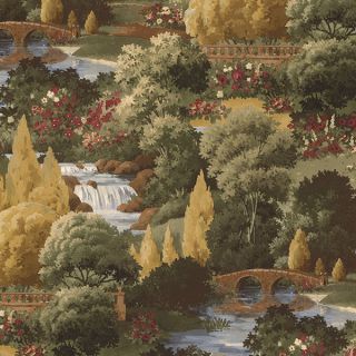Scenic Garden and Waterfall Wallpaper