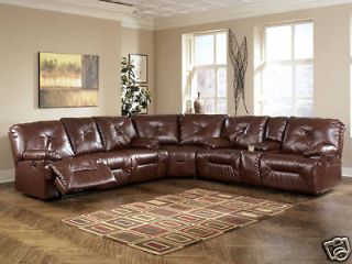 TURNER   MODERN BONDED BROWN LEATHER POWERED RECLINER SOFA COUCH 