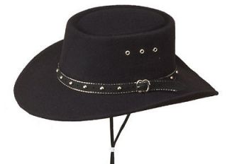 BLACK FELT COWBOY GAMBLER HAT and BAND   LINED   New   Size 7 3/8   59 