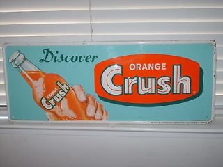 Vintage Soda Pop Drink ORANGE CRUSH BOTTLE TIN SIGN General Store 